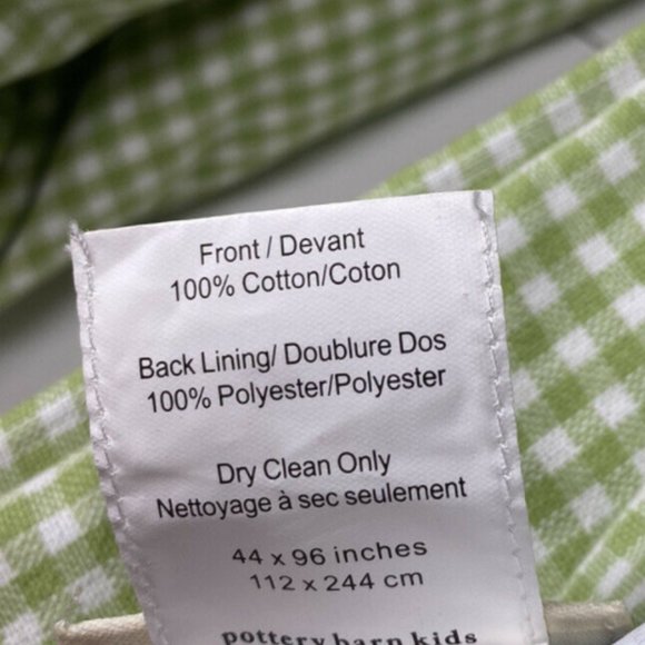 Pottery Barn Curtains Green Gingham Panels Drapes - Picture 5 of 6